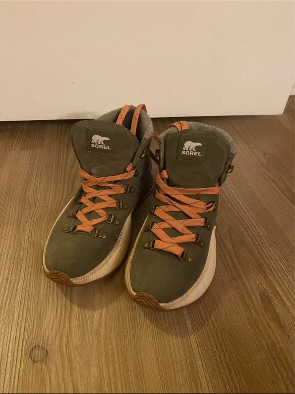 Sorel Olive Green and Orange Women's Hiker Boots - Picture 4 of 6